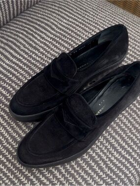 Robert Clergerie Black Suede Penny Loafers